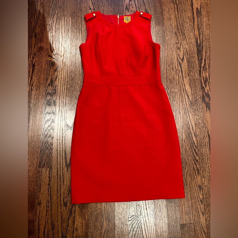 TORY BURCH red Evelina Sheath dress, size 8